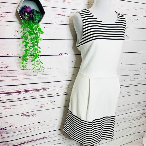 Madewell White Striped Sleeveless Sheath Dress La… - image 5
