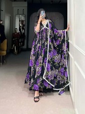 Indian Women Wear Purple Faux Georgette Gown With Dupatta For Wedding  Party