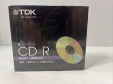TDK CD-R MUSIC 40X 80 Min 700MB 5-Pack with SLIM Cases NEW UNOPENED PACKAGE