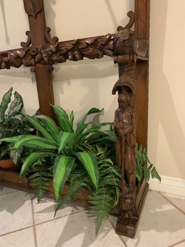 English Carved Oak Antique Hall Stand 19th Century - Picture 4 of 7