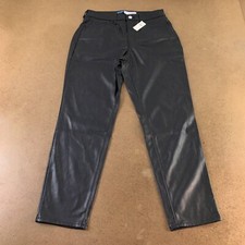Old Navy Womens 8 Black High-Waisted OG Straight Faux-Leather Ankle Pants NWT
