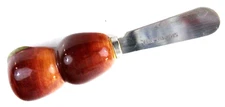 Fruit Apples Cheese Spreader Canape Knife 5" Ceramic Stainless Steel