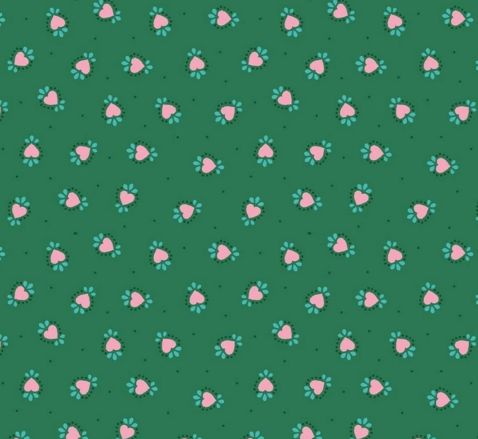 Lewis & Irene - 'Maya' Boho Hearts on Green