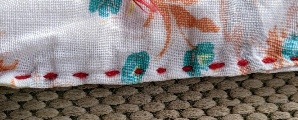 Manta atada vintage hecha a mano 40 x 35" decoración cottagecore mujer aseo granja Foto 3 de 4