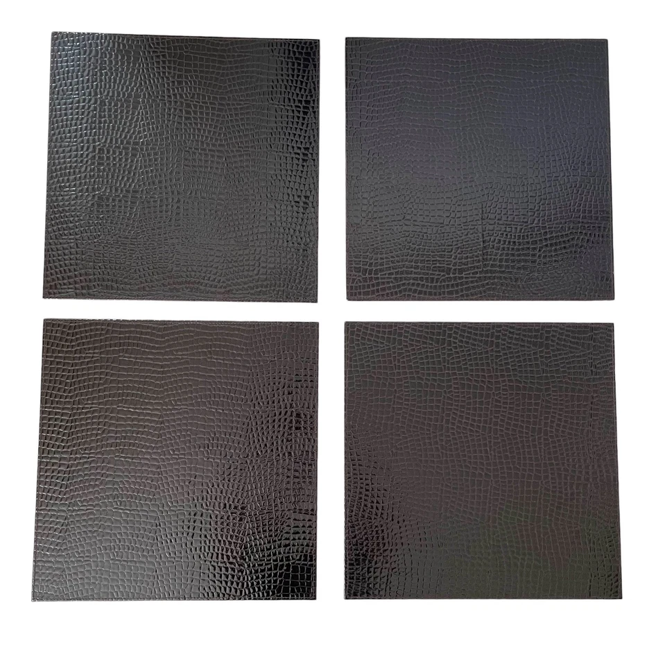 Z Gallerie Chocolate Brown Faux Croc Placemats. Set Of 9. 15”x15” - Image 2 of 4