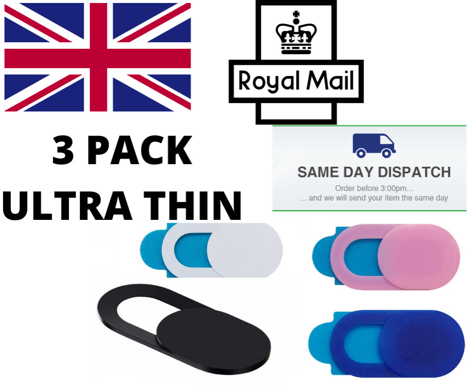 Webcam cover 3 PACK Thin Camera Slider for Iphone Laptop Mobile tablet UK