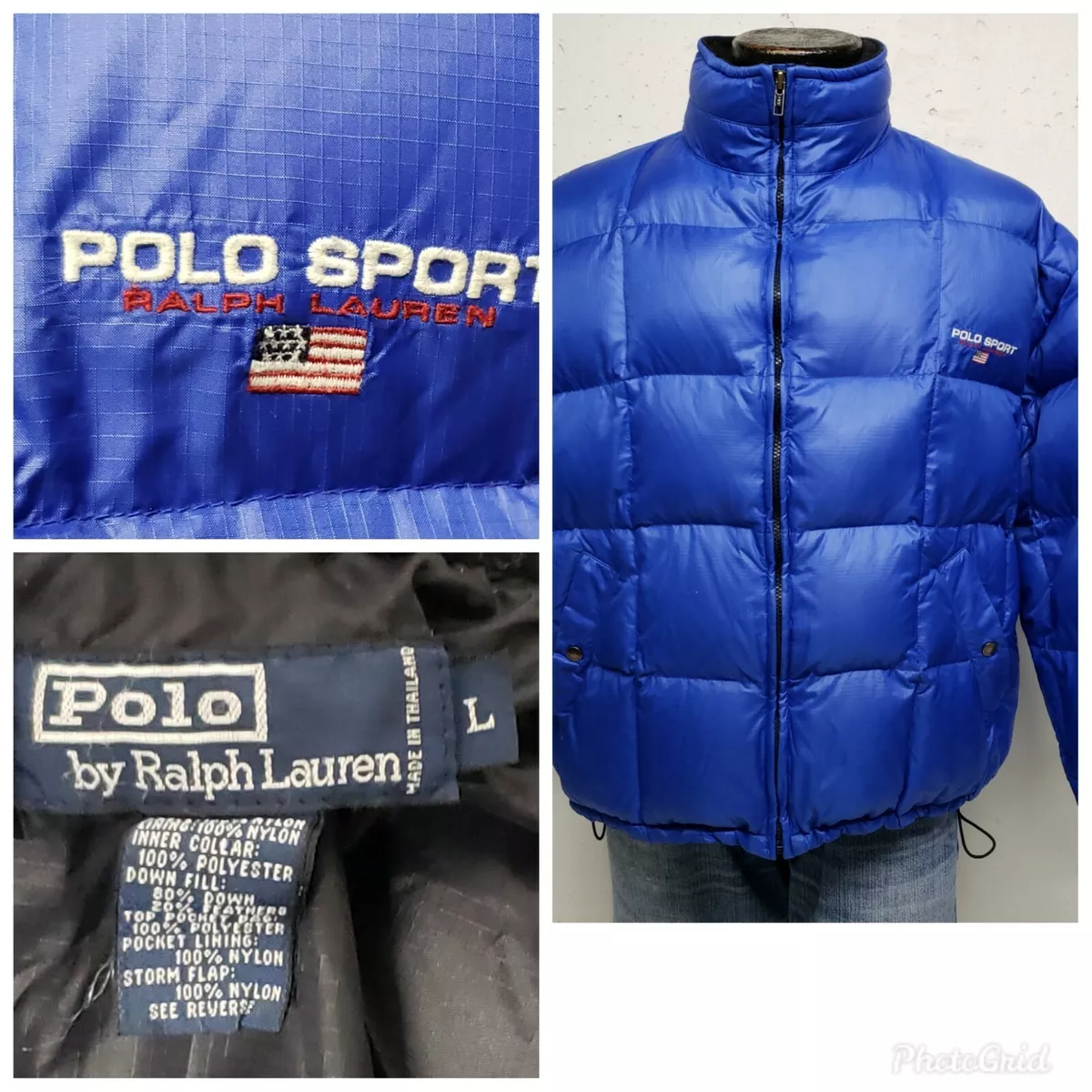 Vintage 90’s Polo Sport Ralph Lauren Down Puffer Jacket Men’s Med/Large *  BLUE *