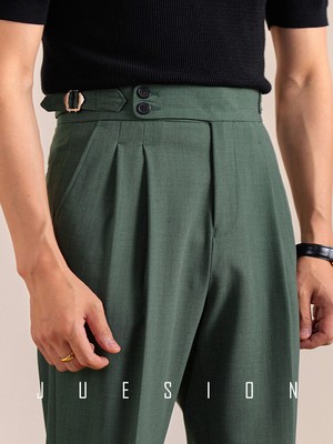Italian Naples Trousers Men's Straight Breathable Summer Casual Suit Long Pants