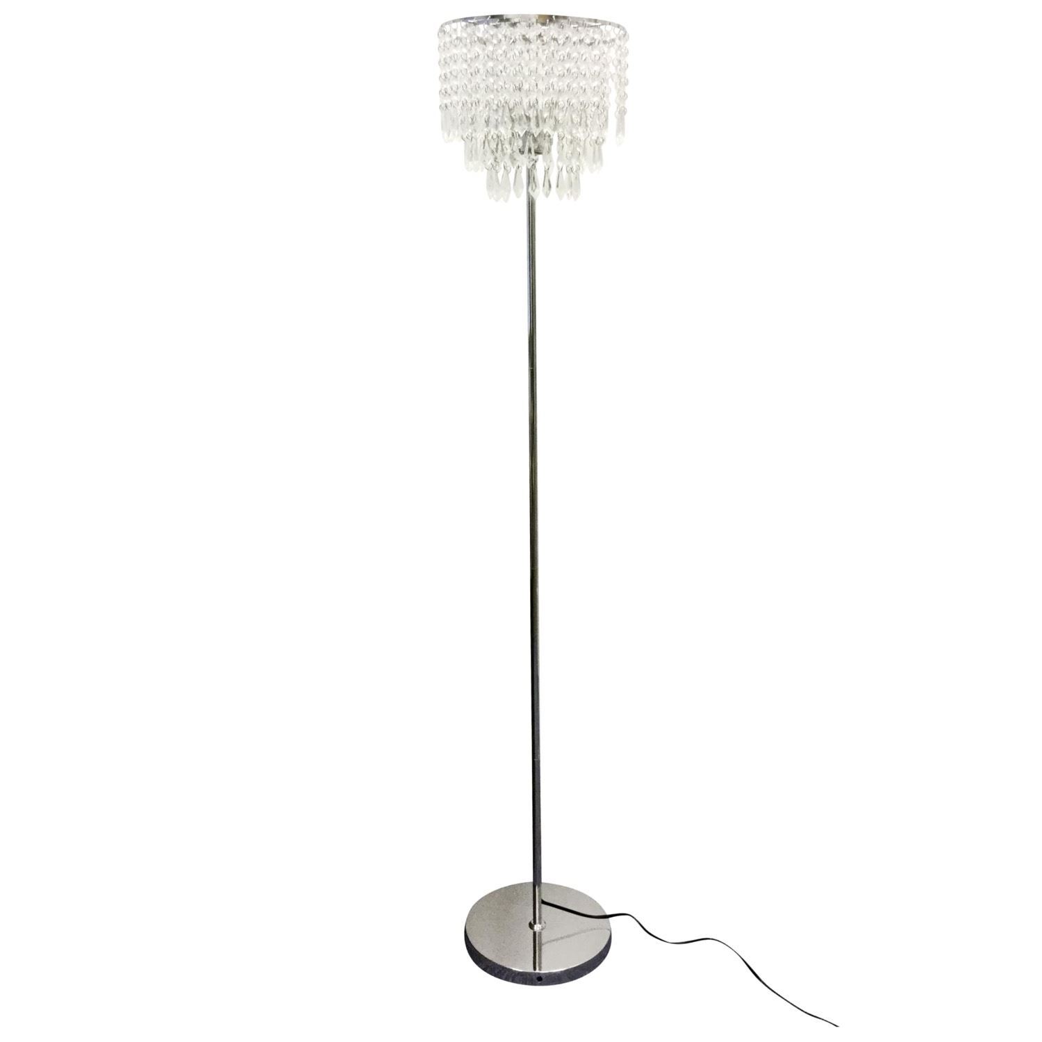 Modern Chrome Acrylic Crystal Jewelled Floor Lamp Standing Light eBay