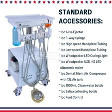 Dental Portable Delivery Unit 4 Holes with Air Compressor Mobile Suction System