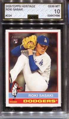 Roki Sasaki RC AGS 10 Topps Heritage Rookie