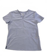 FIGS Scrub Top Women  s Small Blue V Neck Technical Collection Stretch Medical