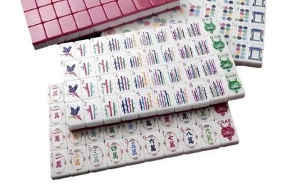 Simgoing Rose (Hot Pink) Pagoda Mahjong Tiles Perfect Open Box New Cond.+ Bonus