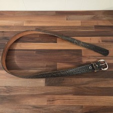 Men's Vintage Black Full Grain Leather Work Belt Made In U.S.A. Well Worn Patina