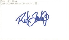 Rick Lantrip Signed 3x5 Index Card Cut Hornets Autograph Den