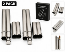 2 Pack Stainless Steel Flask w/ Single Cigar ...