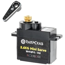 RampCrab Steering Servo with Horn for AX24 SCX24 RC Car, 1-Set, Black