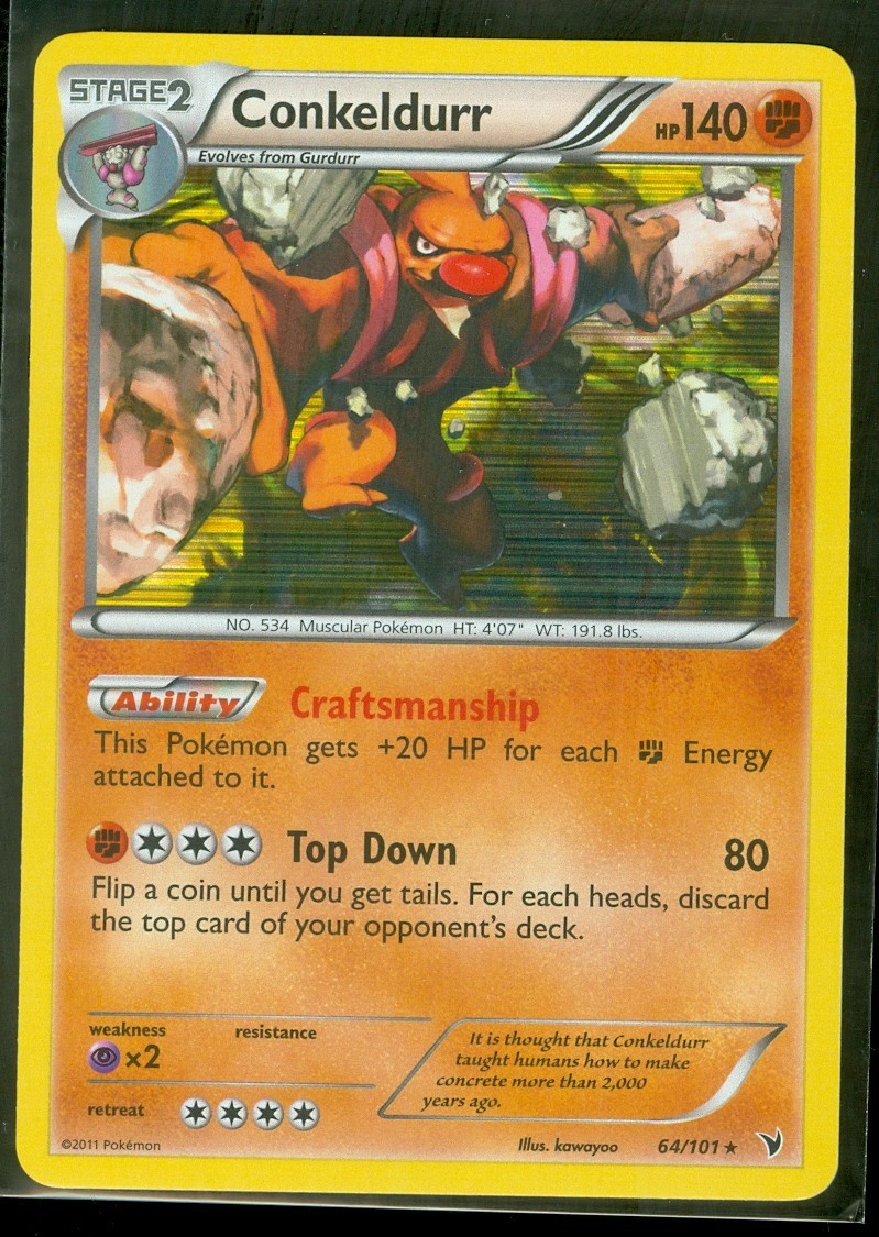 Pokemon CONKELDURR 64/101 Noble Victories RARE HOLO - NEAR MINT/MINT