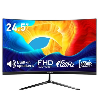 24.5 Inch Gaming Curved Monitor Built-in Speakers, 3000R 120Hz PC Screen Full...