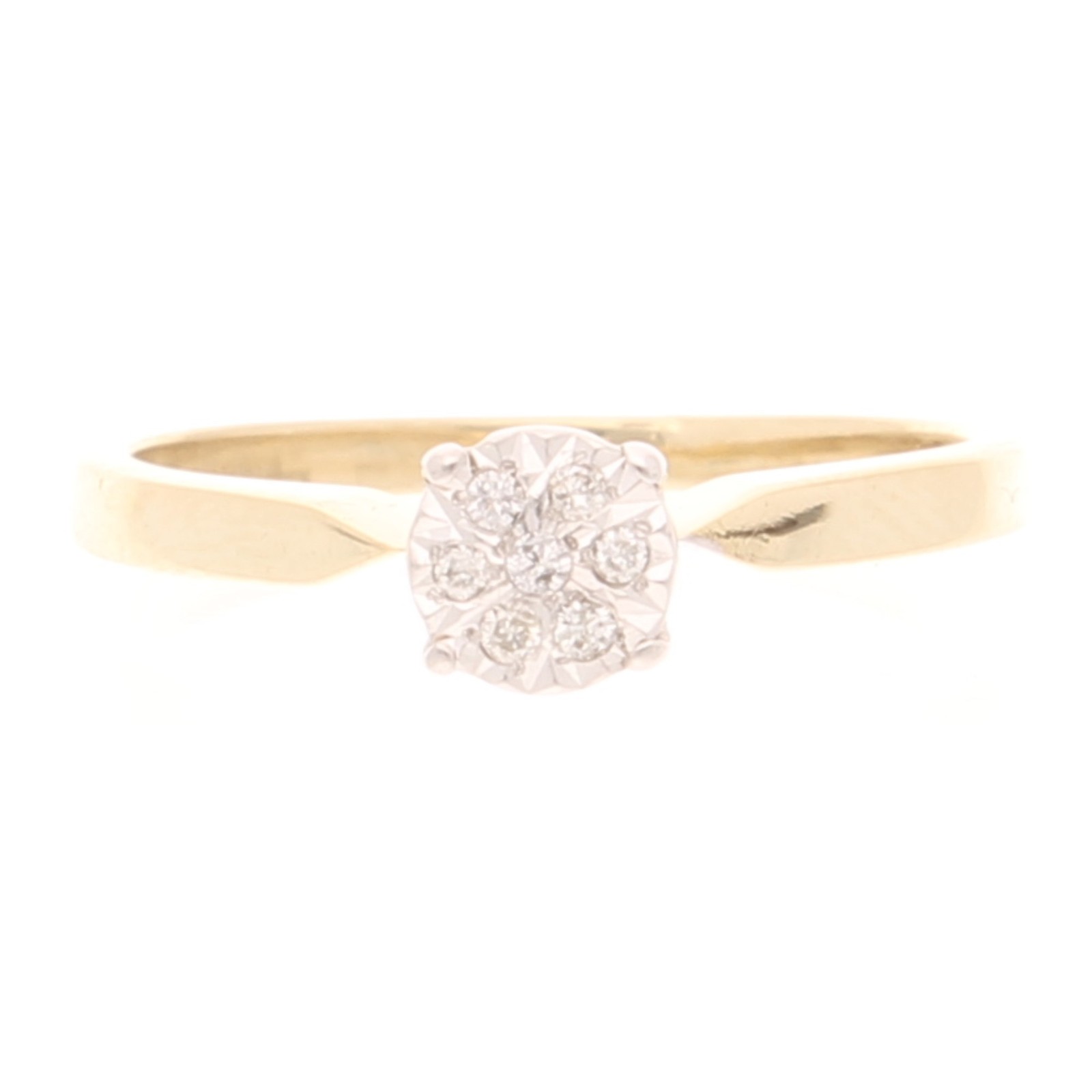 9Carat Yellow Gold 0.05ct Diamond Cluster Ring (Size M) 5mm Diameter