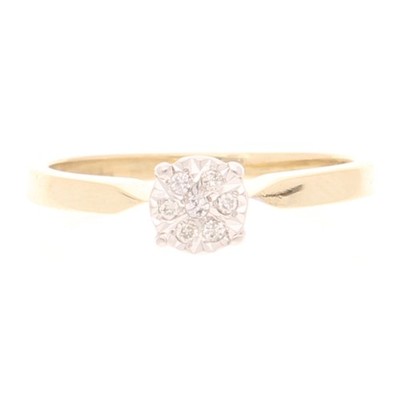 Cluster-Diamantring 9 Karat Gelbgold 0,05 kt (Größe M) 5 mm Durchmesser