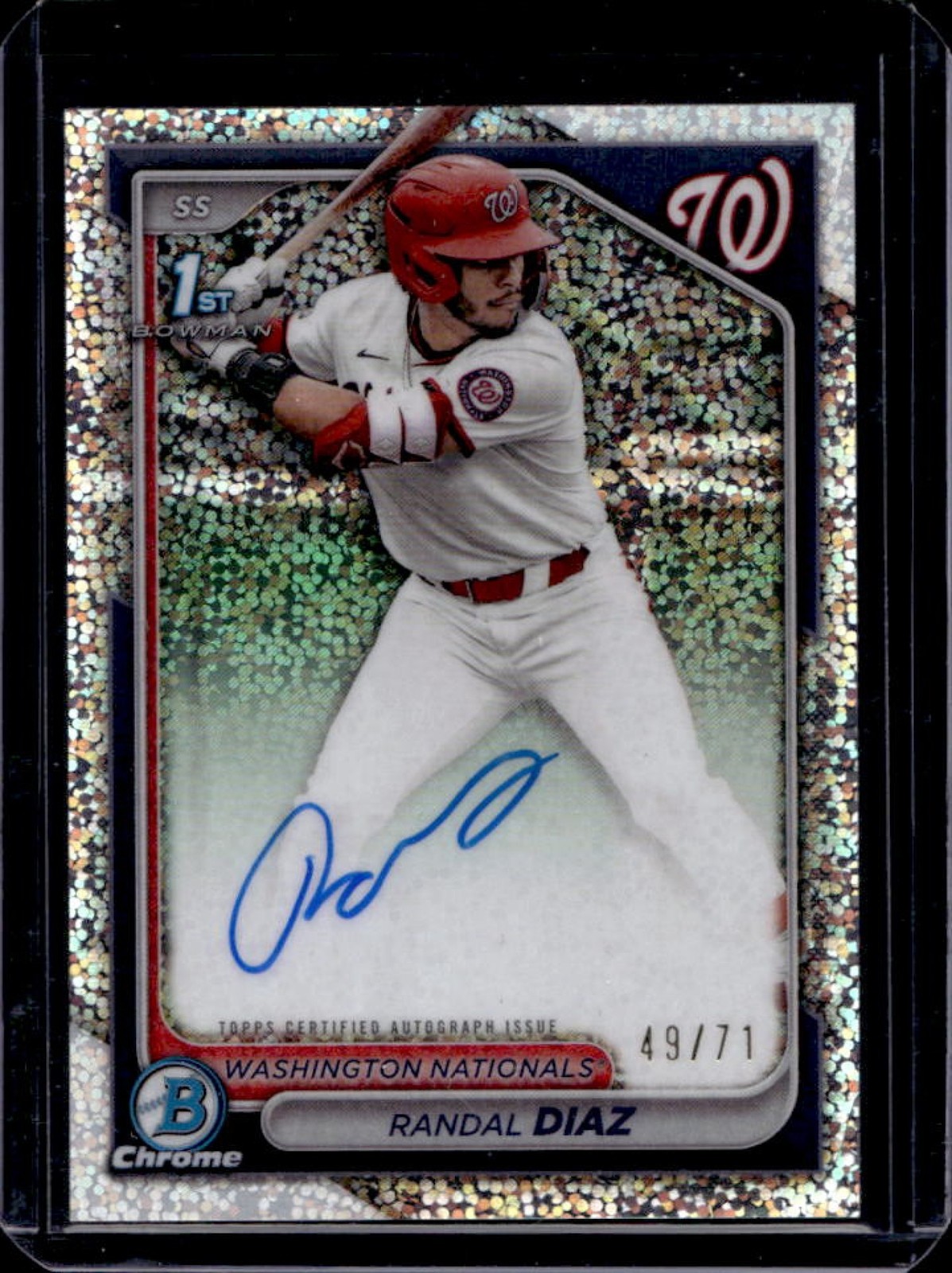 2024 Bowman Draft Randal Diaz Chrome Auto Sparkles Refractor 1st #/71 Nationals