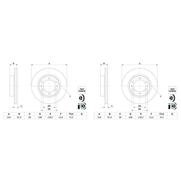 2X Bosch Bremsscheiben Ø319Mm Vorne Passend FüR Toyota Fortuner Hilux | 0 986 47-image