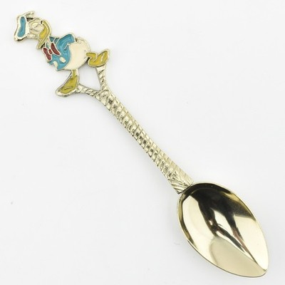 Vintage Donald Duck Walt Disney Productions goldfarben Emaille Souvenir Löffel
