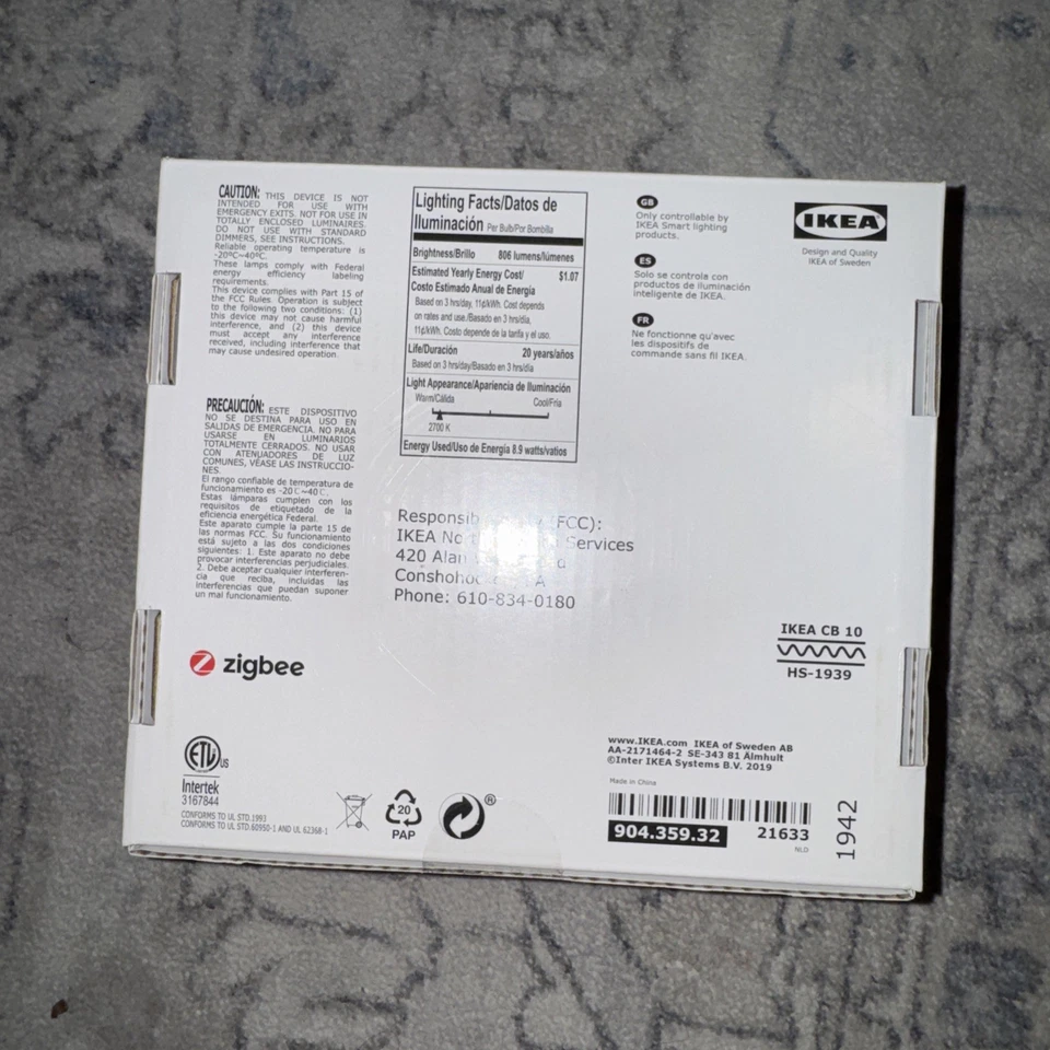 IKEA Tradfri LED 50460042 1000 Lumen Dimmable Light Bulb 11 Watt E26 Remote NIB - Image 3 of 3