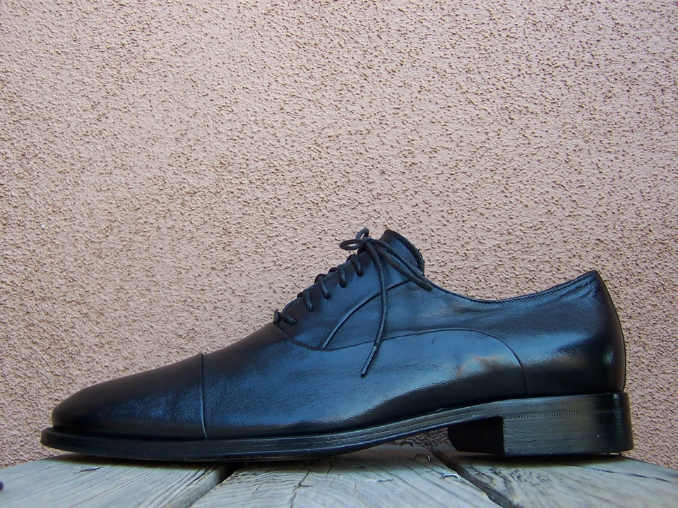 Zapatos de vestir informales BRUNO MAGLI para hombre de cuero negro con cordones Oxford italiano talla 7M Foto 3 de 4