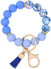 Silicone Beaded Keychain Wristlet Key Ring Bracelet Cute Car Key Chain Holder fo