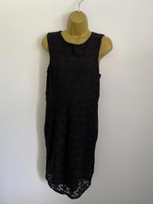 George Size 14 Black Lace Midi Dress Zip Back Fully Lined Occasion Party Wear