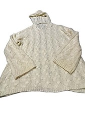 Ivory Cable Knit Pullover Sweater Turtleneck Long Sleeve XL Women Regular