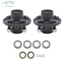 Pack of 2 Trailer Wheel Hub Bearings Kits 4 Lug 4 on 4'' For 2000lbs 1'' Spindle