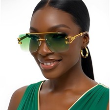 Women Retro Fashion Sunglasses Square Flat Top Frame UV400 Bold Street Oversized
