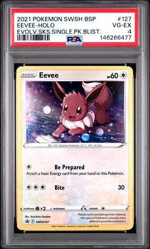 2021 POKEMON SWSH BLACK STAR PROMO #127 EEVEE-HOLO PSA 4