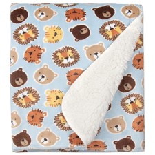 Baby Essentials Sherpa Fleece Blanket 35x30   Super Crib, Forest Friends