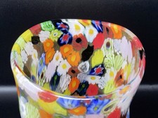 Prachtvolle SIGNIERTE Murano Kunst Glas Millefiori Freeform Edel Studio Vase RAR!