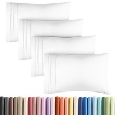 CGK UNLIMITED QUEEN PILLOW CASES, SET OF 4 HOTEL QUALITY COVERS - WHITE