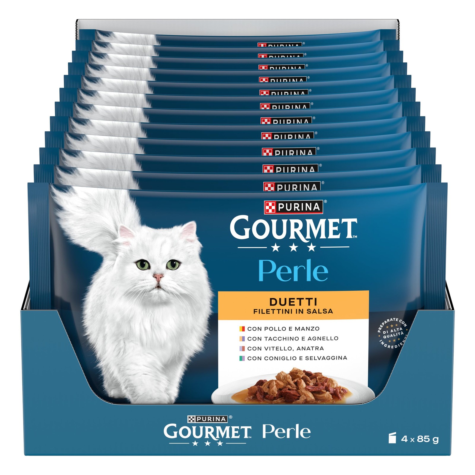 Gourmet Perle Duetti Manzo e Pollo Tacchino - Cibo Umido Gatti Adulti