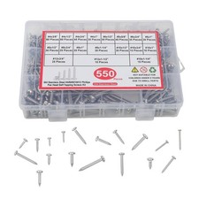 550Pcs 304 SS Wood Screws, Phillips Head #4 #6 #8 #10 #12 Assortment