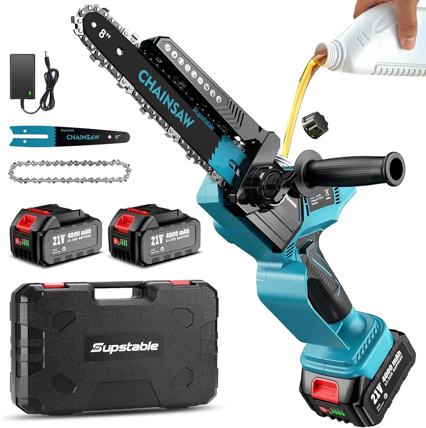 Mini Motosega a Batteria Brushless 8 Pollici 8000mAh | Taglio Professionale