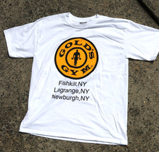 VTG 90'S Gold's Gym White T-Shirt Sz L Pump Cover Made in USA NY Bodybuilding