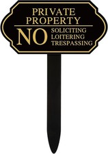 Private Property No Trespassing for House Yard No Soliciting No Loitering Signs