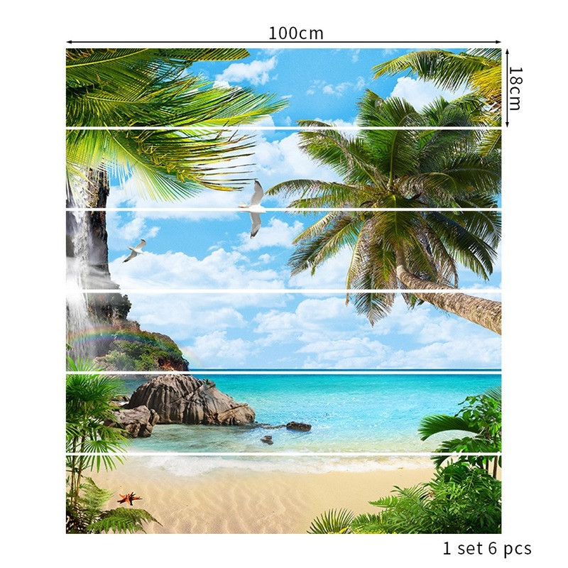 Island Beach Self-adhesive Stair Riser Floor Stickers Staircase DIY Wall Decal