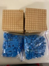 Blue Plastic Educational Decimal Math Cubes 2 bags 16 Wooden Planes Homeschool