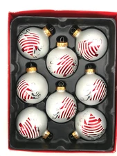 Christmas Ornaments Box of 8 White Red Striped Trees Rite Aid Home Holidays