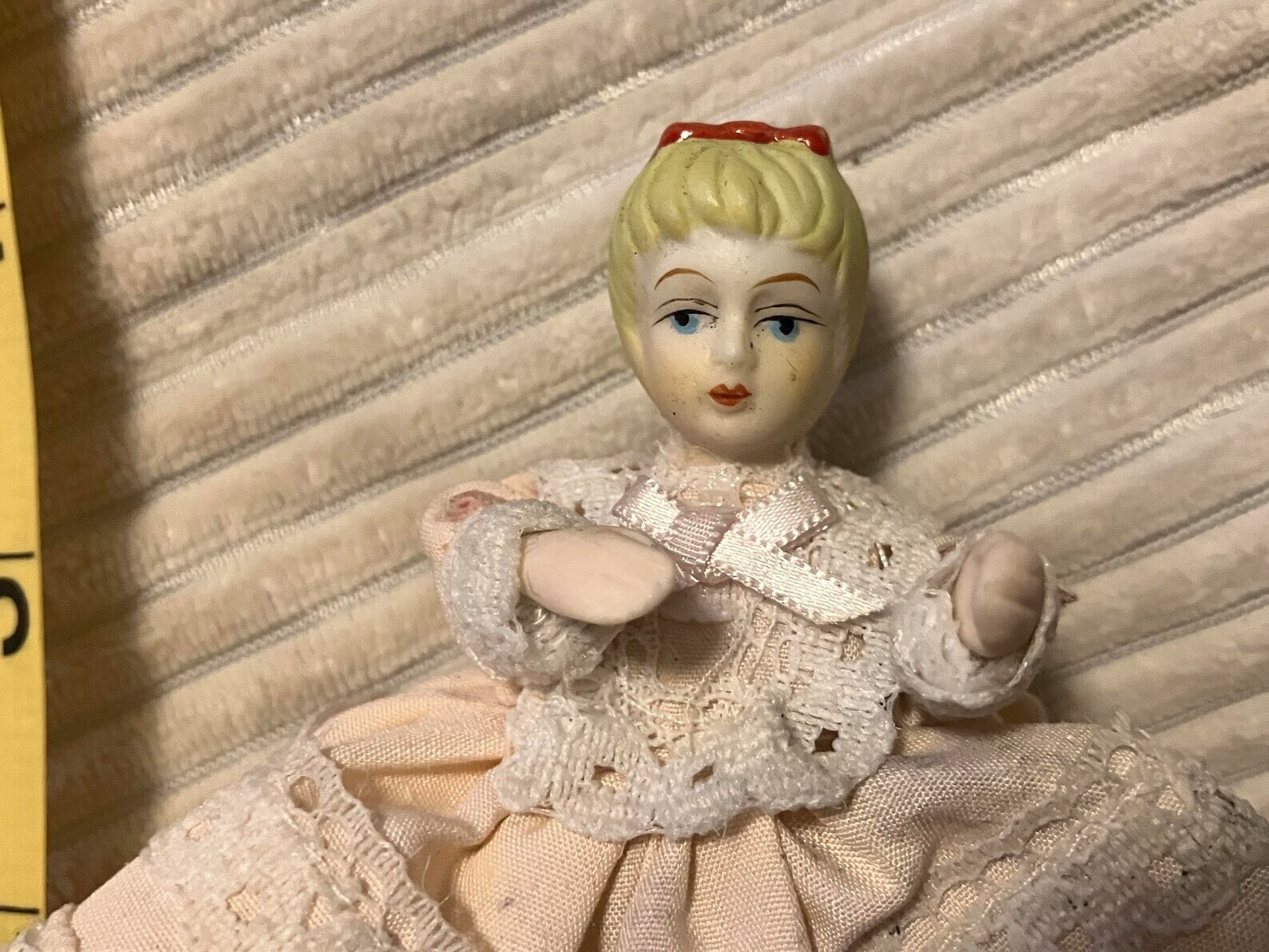 Vintage 4" Artisan Miniature Dollhouse Porcelain Doll Girl 112 Scale