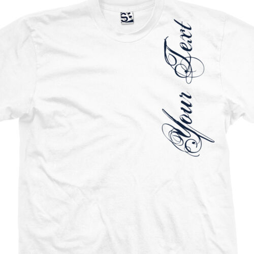 Custom Distressed Script VERT T-Shirt | Grunge Tattoo Personalized Logo Design - Picture 22 of 33