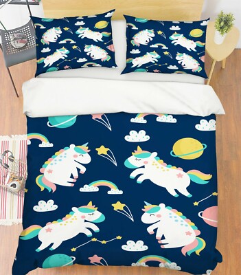 3D Unicorn Planet ZHUA446 Bed Pillowcases Quilt Duvet Cover Set Queen King Zoe